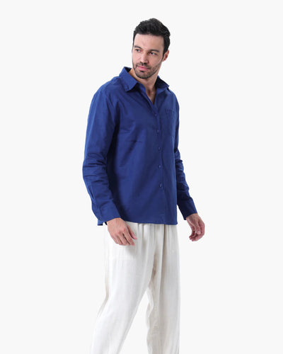 Long Sleeve Linen Polo