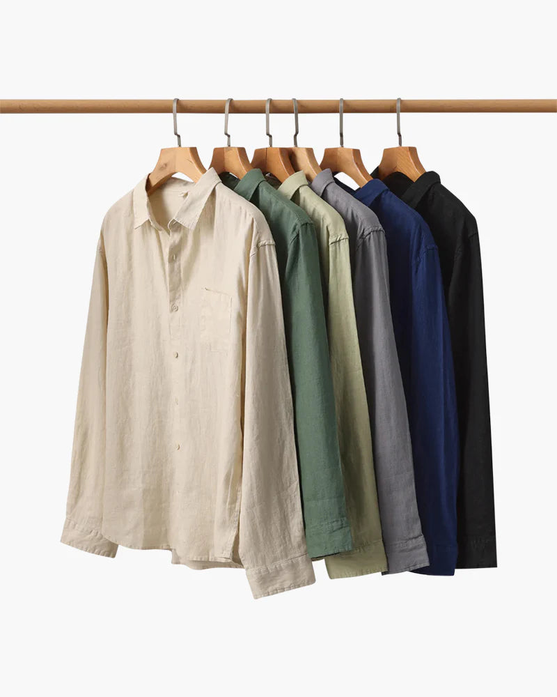 Long Sleeve Linen Polo